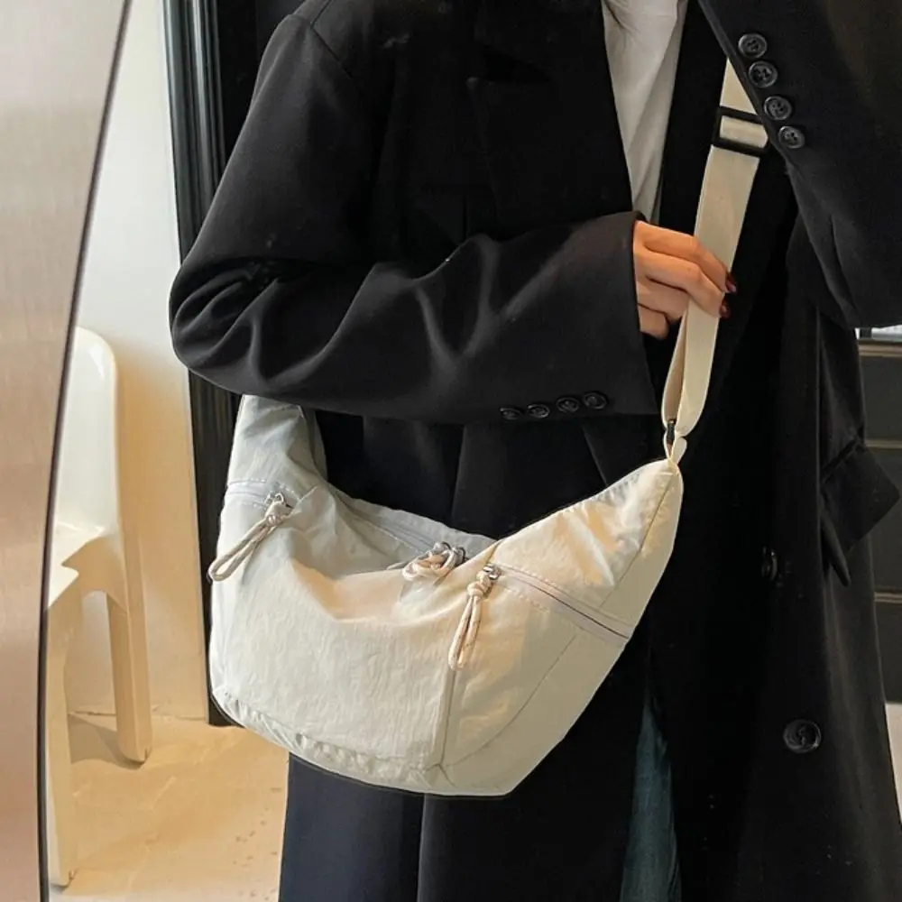 

Large Capacity Nylon Dumpling Bag Japanese Style Solid Color Casual Crossbody Bag Purse Multiple Pockets Sports Shoulder Bag