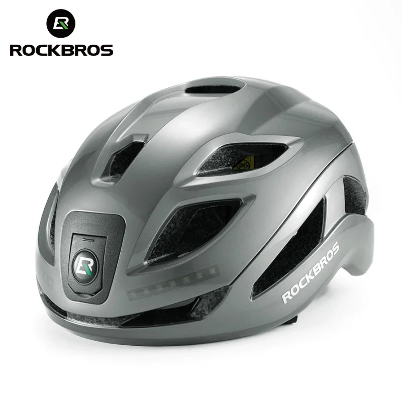 ROCKBROS Men's Bicycle Helmet with Headlight Type-C Charging Cycling Helmet Adjustable Safely Mtb Helmets Road Bike Accessories