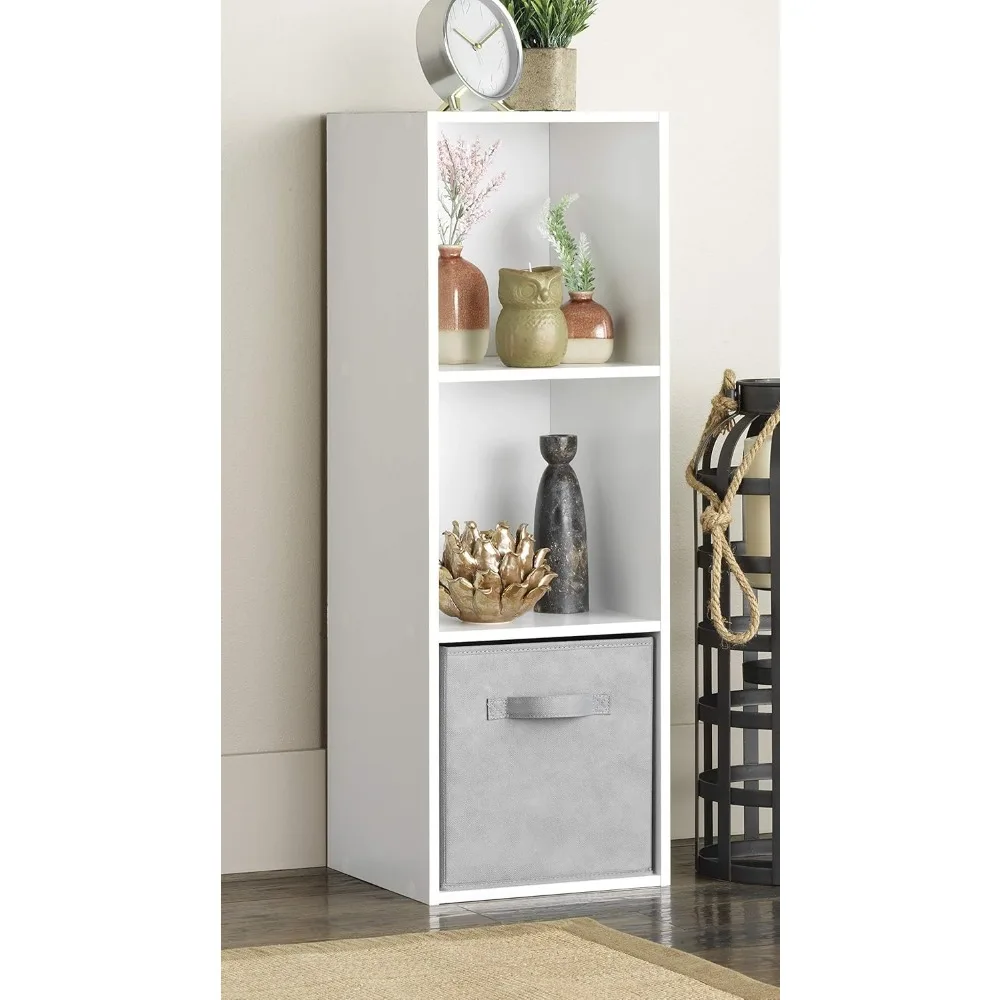 Libreria impilabile in legno a 3 livelli con ripiani aperti per riporre e esposizione nel soggiorno