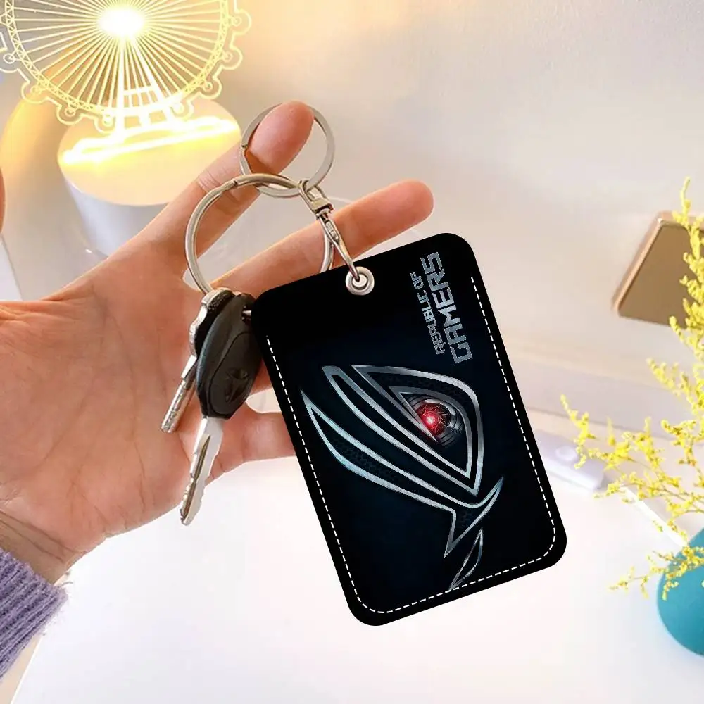 Asus Rog Rectangle Keychain Card Holder, Badge Credit Card Holder, Student ID Card Holder, Bus Cards Cover