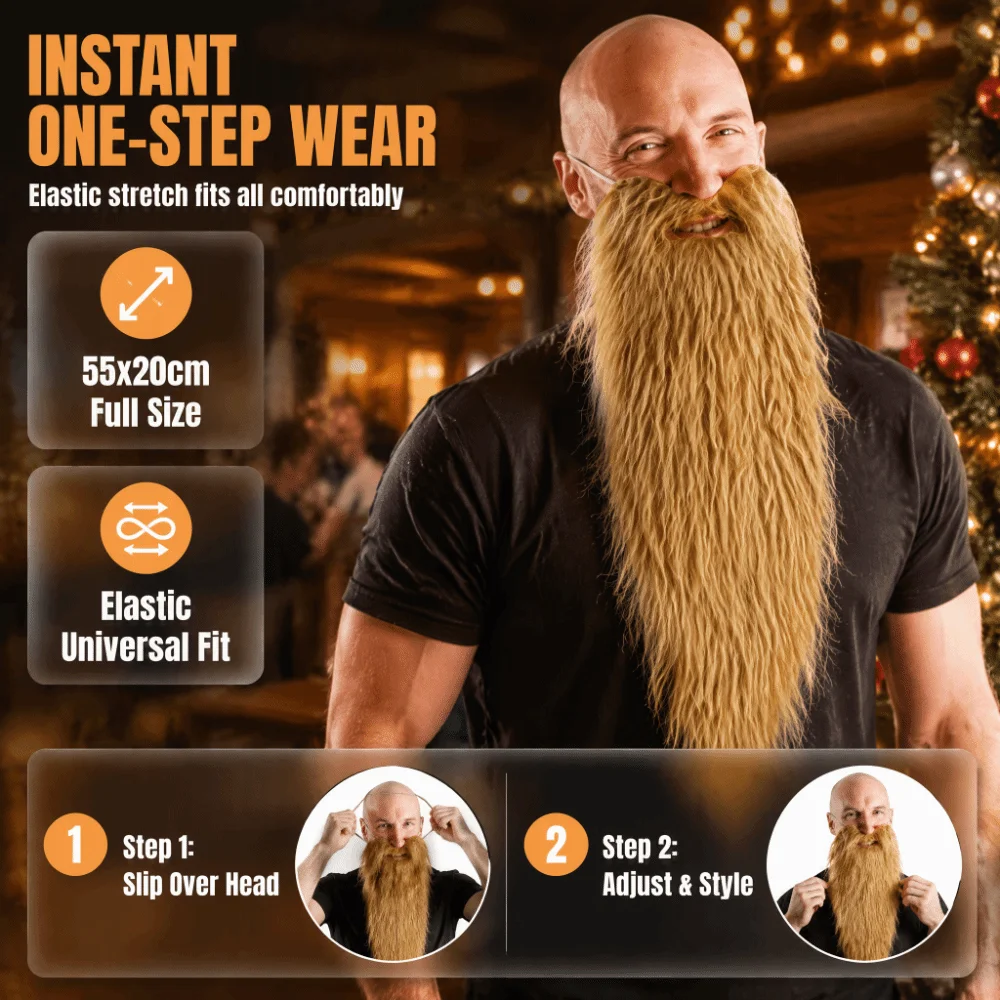 Artificial Beard Natural Realistic Fake Beard Novelty Fun Long Beard Props Skin-Friendly Simulated Pirate Beard Mask Masquerade