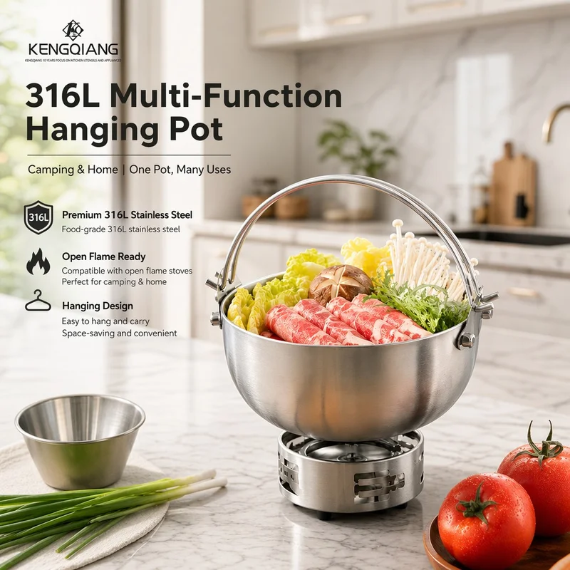 316 Stainless Steel Frying Pan Ultralight Folding Handle Non-Stick Coating for Outdoor Camping Hiking Backpacking Wok