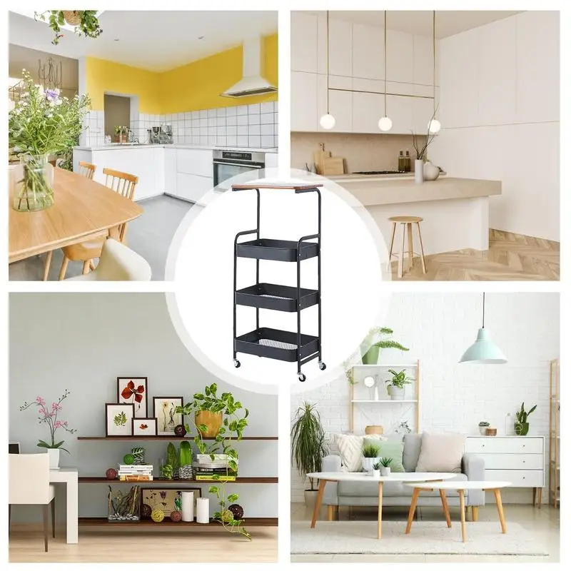 Slim Storage Cart Multi-Layer Rolling Cart On Wheels Kitchen Storage Shelf Silent Utility Cart With High Load-Bearing Capacity