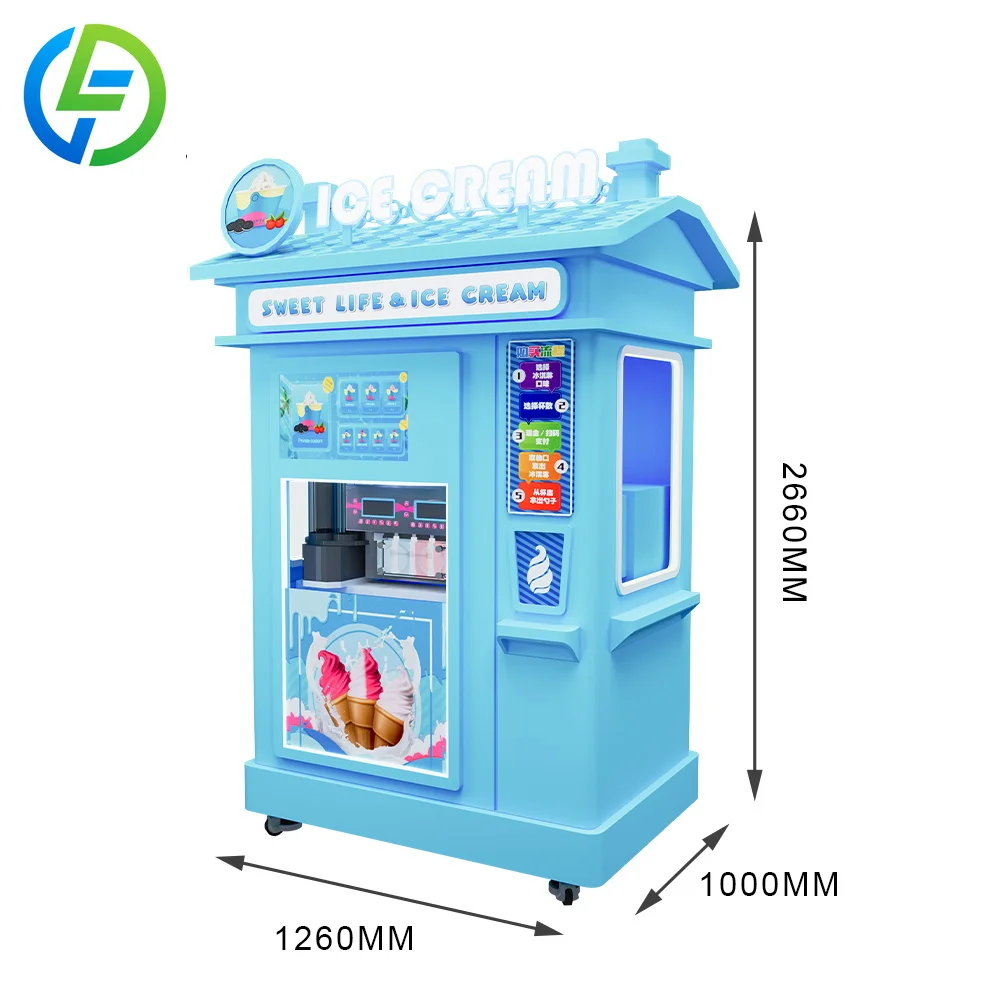 Popular Vending Ice Cream Robot Machine Customized Hot Selling Fully Automatic Coins Operated Robotic Arm Business Equipment