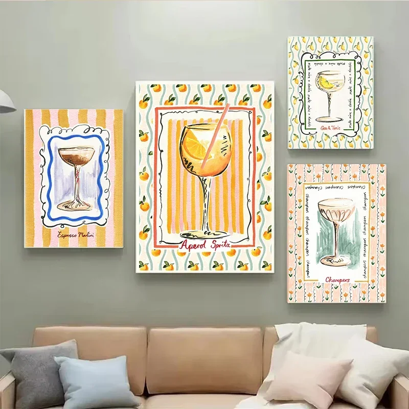 Cocktail Mojito Juice Drinks Bar Vintage Wall Art Canvas Painting Nordic Posters And Prints Wall Pictures For Living Room Decor