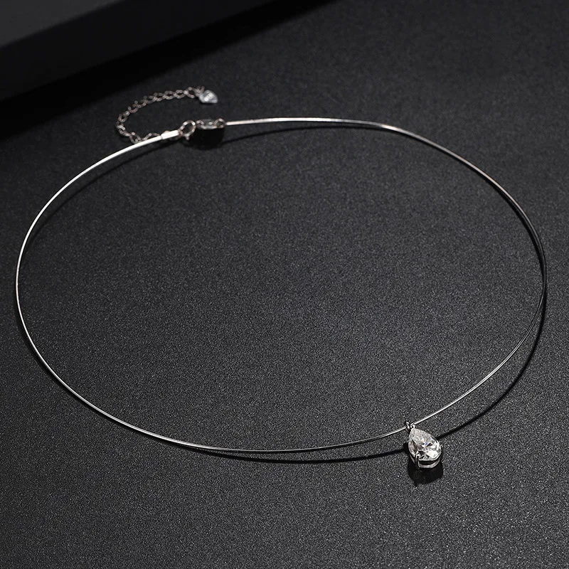 

S925 Silver Platinum-Plated 2CT D Color Pear Cut Moissanite Women’s Pendant Necklace Fine Jewelry