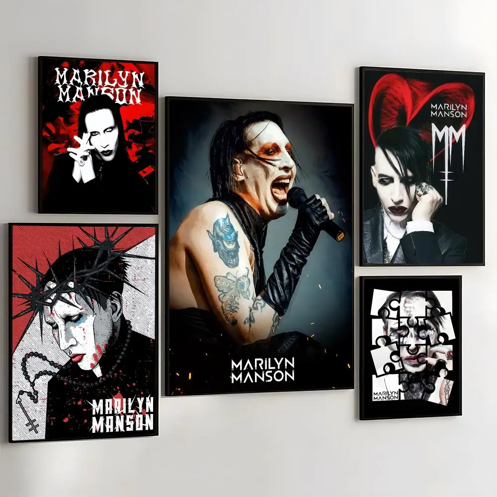 M-marilyn M-manson Painting Calligraphy Self Adhesive Wall Art Waterproof Print For Bedroom Living Room Hallway Home Decor
