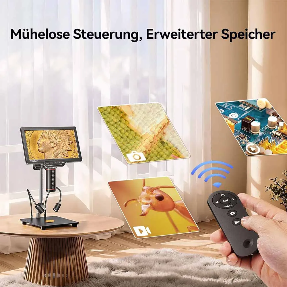 Elikliv 2000X 10.1'' Autofocus Digital Microscope 3K HDMI Soldering Microscope for Electronics Repair with 10