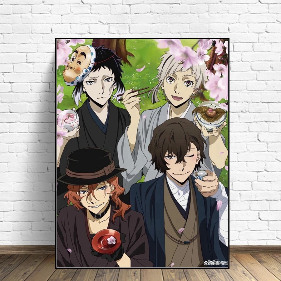 بونغو الضالة الكلاب أنيمي الماس اللوحة شيطان الصبي دازاي أوسامو زهرة الكرتون الفن 5d DIY بها بنفسك عبر غرزة فسيفساء ديكور المنزل هدية #2