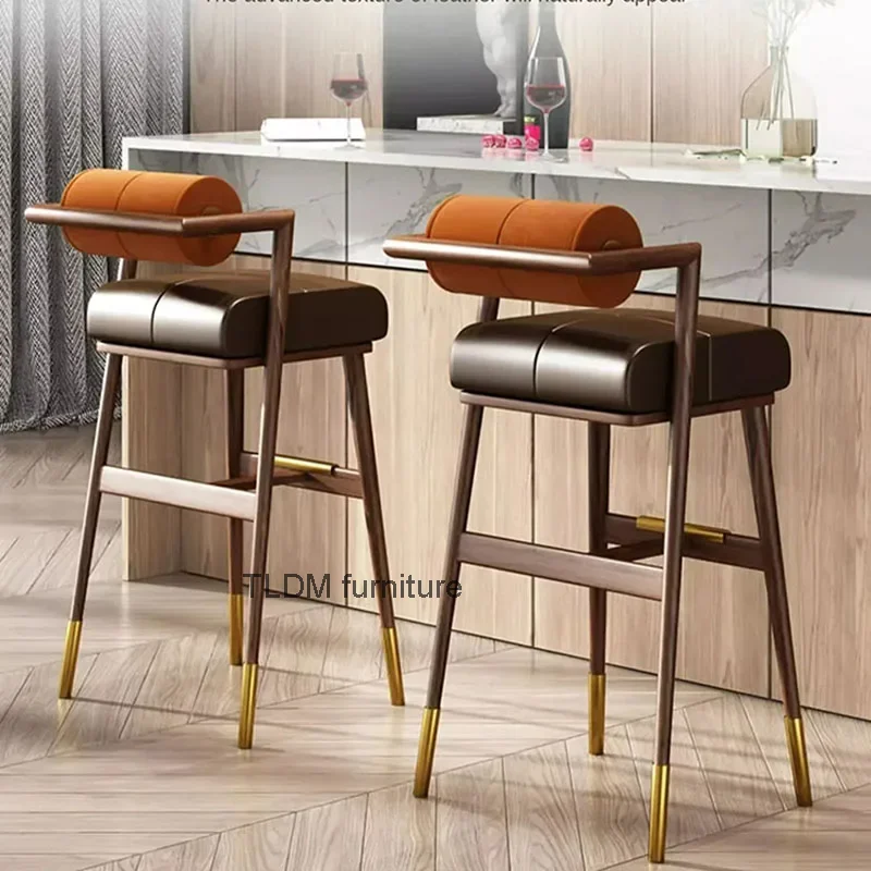 

Leather Office Luxury Office Chair Bar Stools Designer Chair Modern Armchair Stool Sillon Individual Library Furniture BY-110