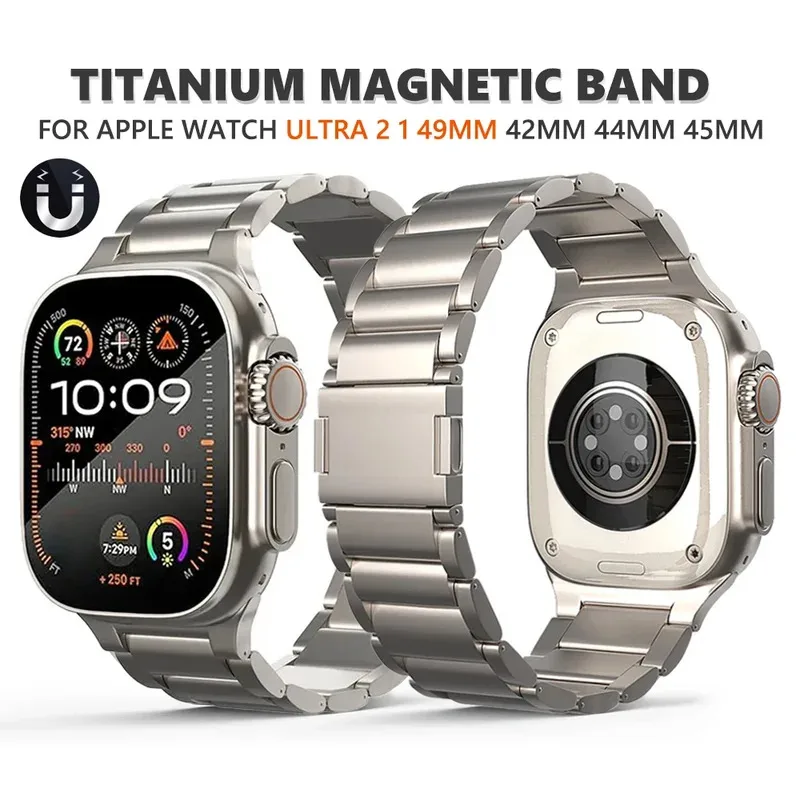 

Luxury Titanium Strap for Apple Watch Ultra Series 9 8 7 3 4 5 6 se Magnetic Band Bracelet for iwatch ultra 2 49mm 45mm 42 44mm