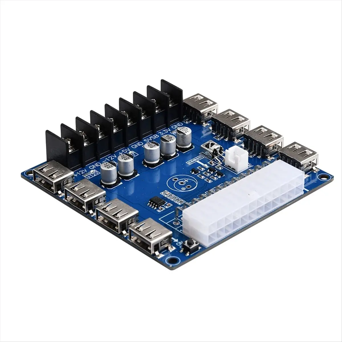 (DT93) 20 Pin/24 Pin ATX Power Supply Breakout Board 5V/2A USB Charging Desktop Chassis Power Supply Adapter Board,A