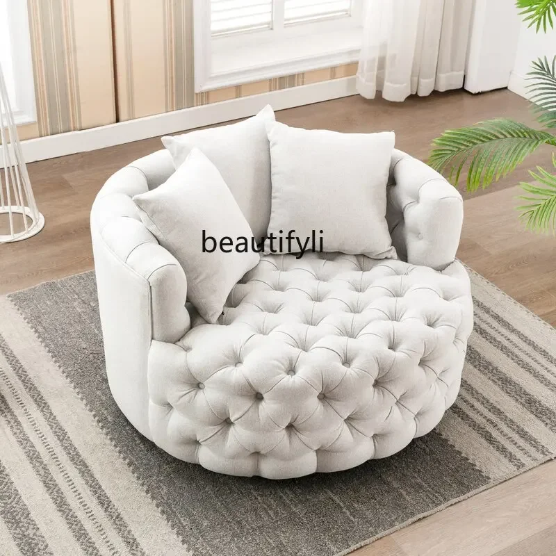 

American Light Luxury Fabric Pull Buckle Single Sofa Italian Simple Living Room Rotatable Beauty Salon Negotiation Couch