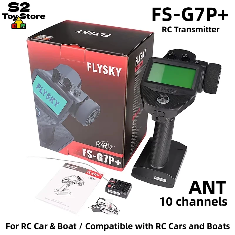 Flysky FS-G7P+ Gun Remote Transmitter 10 Channels With R11P Receiver ANT System For RC Cars And Boats Chinese English Display