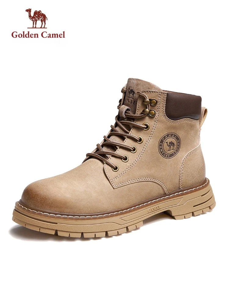 Golden Camel Men Outdoor Hiking Boots Fashion Motorcycle Men Ankle Leather Boots Outdoor Hiking Lace Up Shoes Hombre Cowboy Boot
