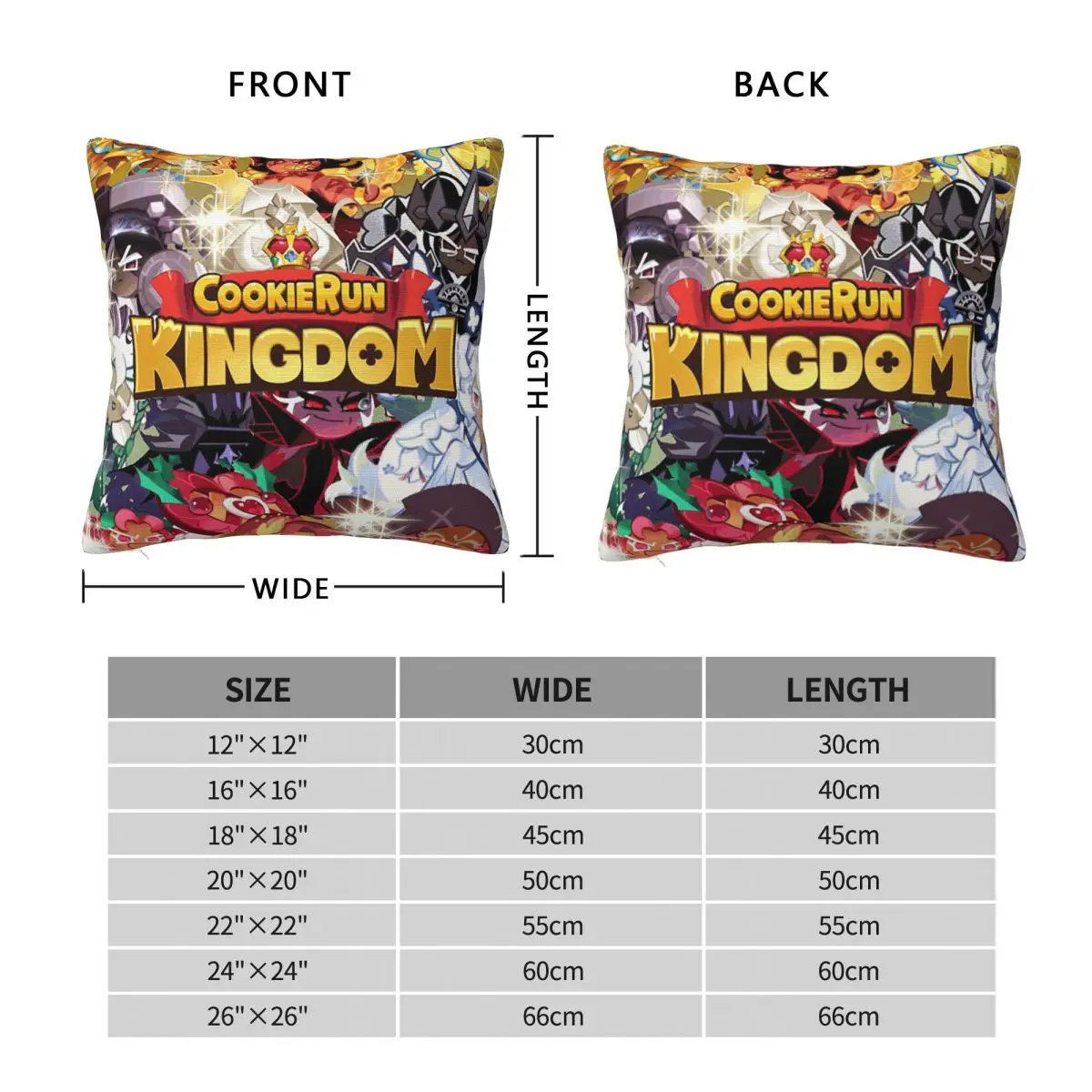 Game Cookie Run Kingdom Cartoon Square Pillowcase Cushion Cover Pillow Case Throw Pillow Cover for Home Bedroom Car