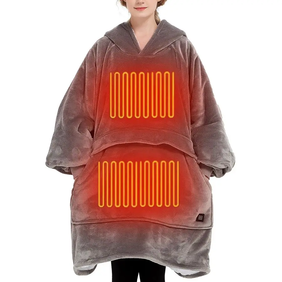 

Heated Electric Wearable Blanket Throw Battery Operated Portable USB Cordless Outdoor Hoodie Sweatshirt