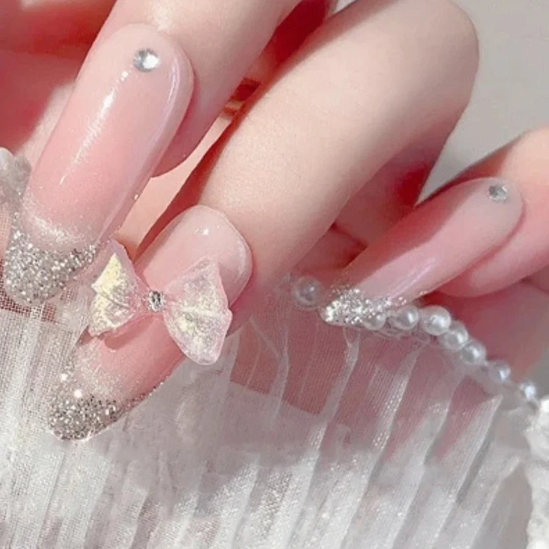 30 Uds. De abalorios para decoración de uñas con lazo brillante tallado suave, suministros de decoración de uñas de resina, accesorios de joyería Diy