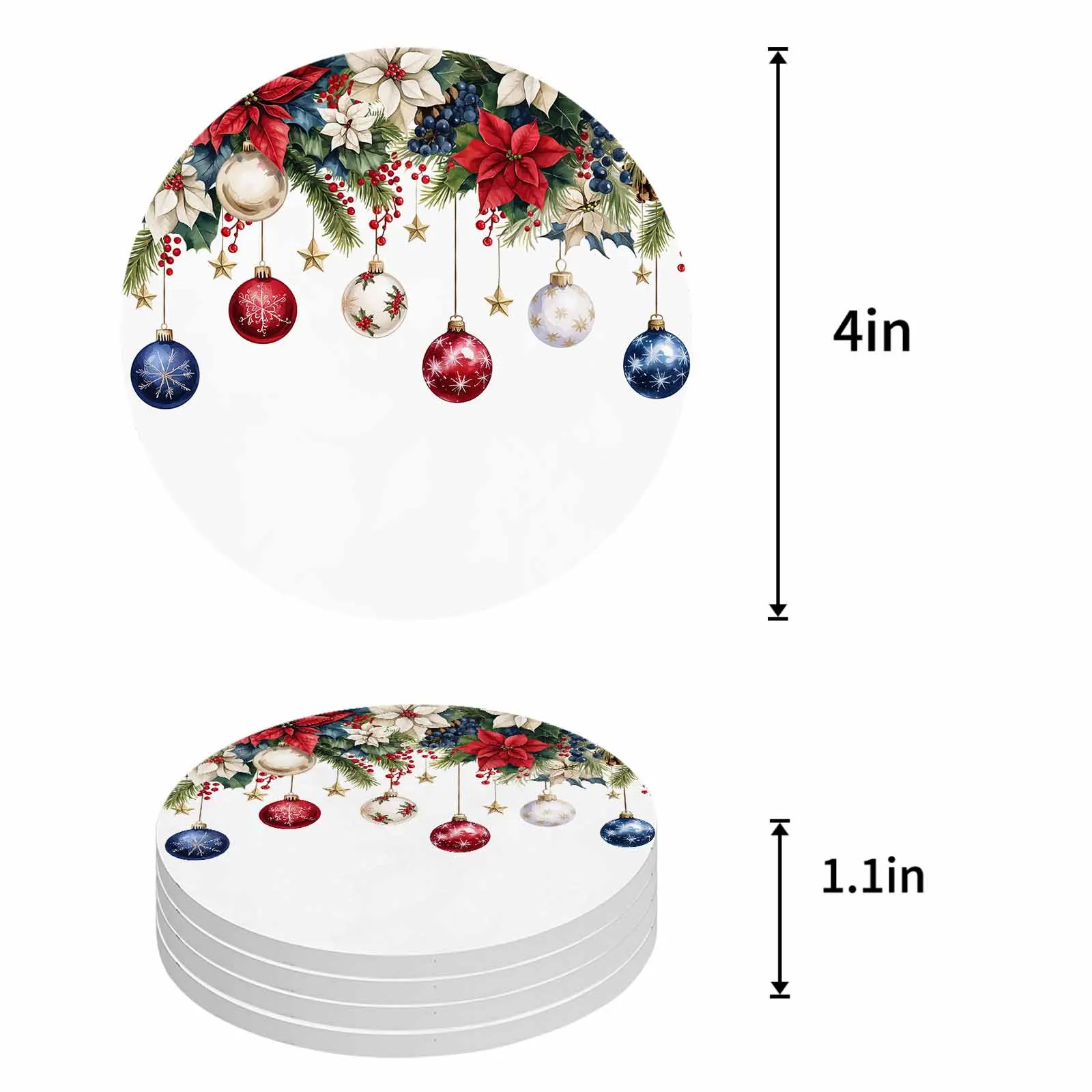 First Grade Redwood Leaves Berries Ceramic Coaster Set Kitchen Table Round Placemat Luxury Decor Coffee Tea Cup Coasters