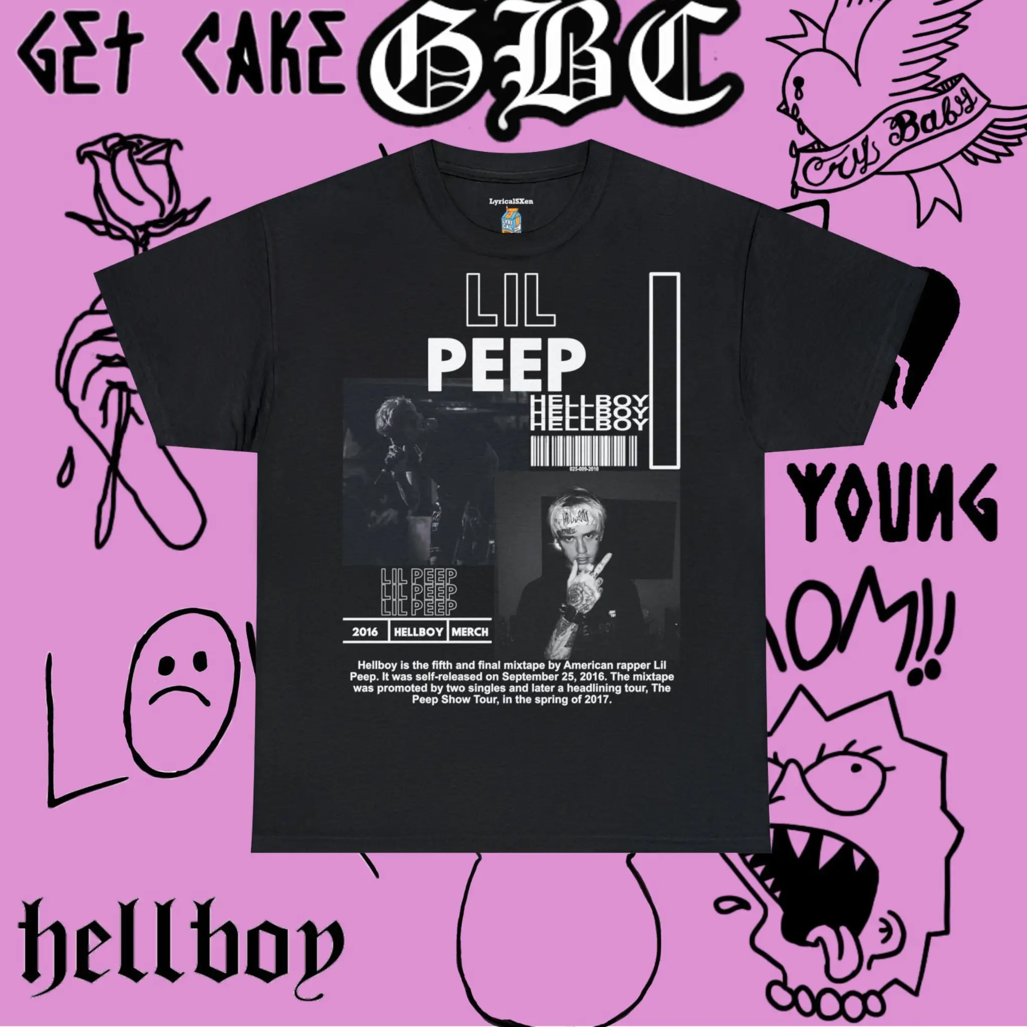 Lil Peep T-Shirt, Rapper 16 Lines, Gifts for Men for Women, Unique Gifts, Christmas Gifts, Nice T-shirt, T-Shirt