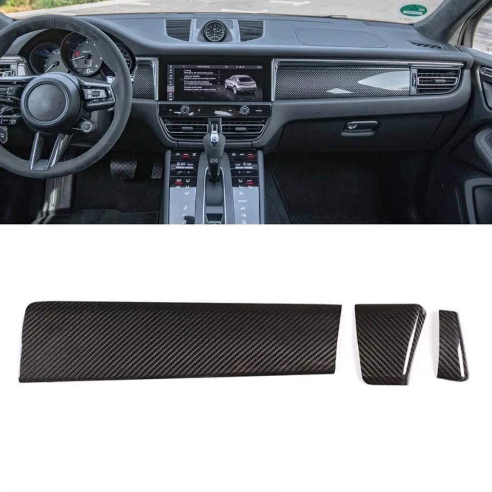 Panneau de garniture de console centrale en carbone véritable compatible avec Porsche Macan 2014-2024, accessoires auto