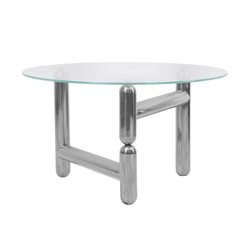 

Stainless steel coffee table living room household Nordic simple creative round table small