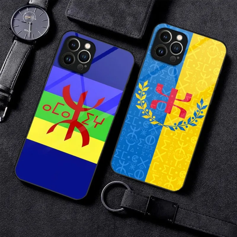 North Africa Berber Flag Phone Case 2023 Hot Tempered Glass For IPhone 14 13 12 11 Pro XS Max Mini X XR 8 7 6s Plus SE2020 Cover