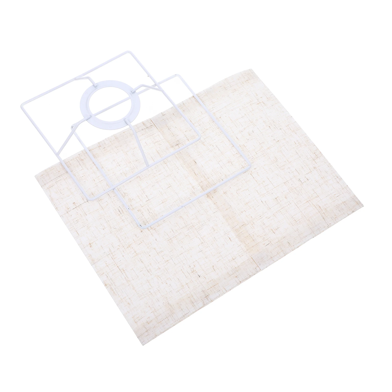 

Square Lampshade 140 Grid Cloth Cover Detachable Foldable Desk Beige Metal Small Table Home Decor Non Dazzling Eye Protection