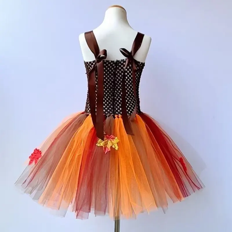 أزياء خريف الخريف مابل ليف الجنية للفتيات الصغيرات في عيد الهالوين وعيد الشكر فساتين أطفال كرنفال الزي