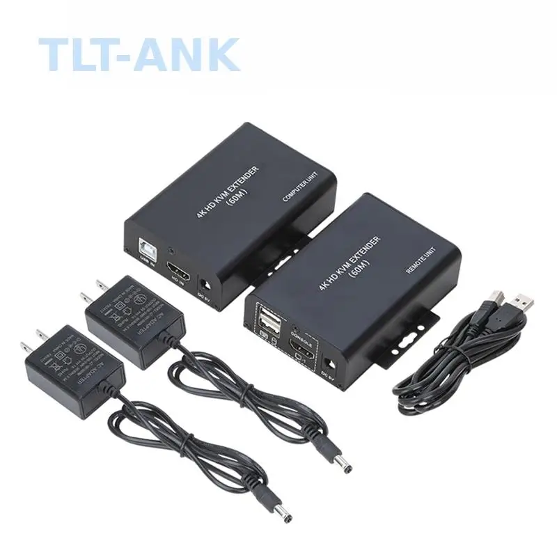 4K 30HZ 60M HDMI KVM Extender Over RJ45 CAT5e CAT6 Ethernet Network Cable Audio Video Transmitter Receiver Dual HDMI Output
