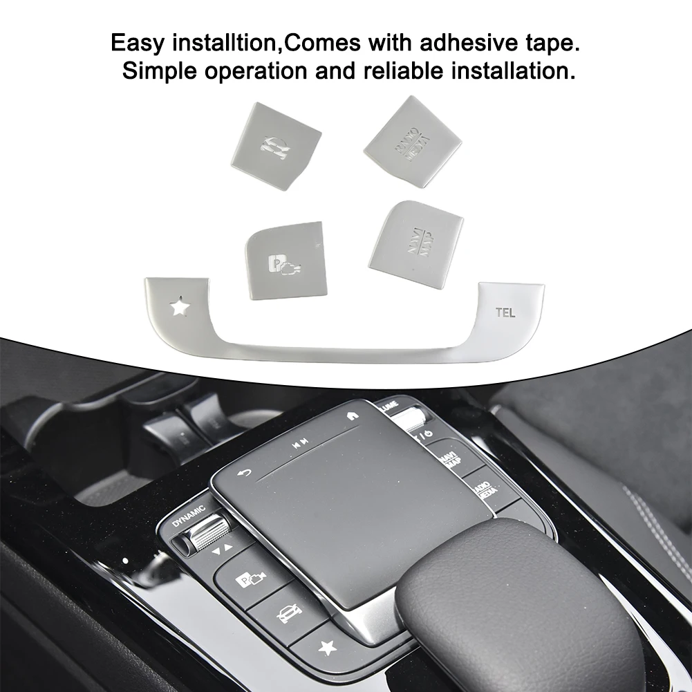 Silver Aluminum Middle Control Switch Button Sticker For Mercedes For Benz For GLE For GLS 2020 2021 2022 Car Interior Trim Deco