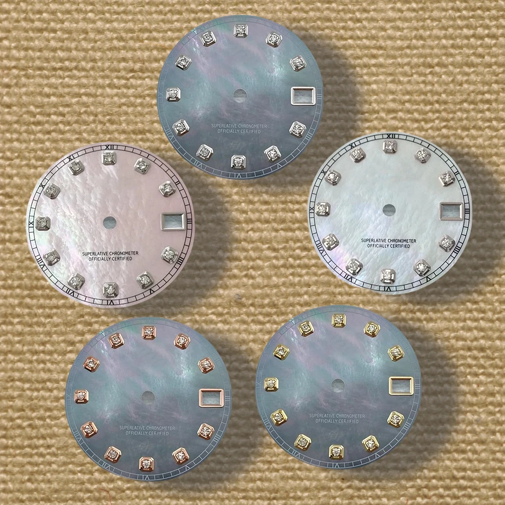 

28.5mm S Logo Fritillaria Diamond Dial Fit NH35/NH36/4R/7S Japanese Movement High-Quality Watch Modification Accessories