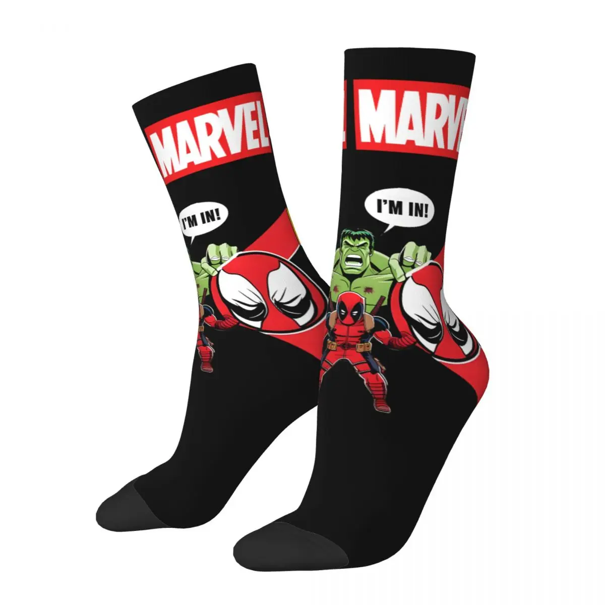 Funny Crazy Cool Sock for Men Hip Hop Harajuku Marvel X-man Deadpool & Wolverine Happy Quality Pattern Printed Boys Crew Sock