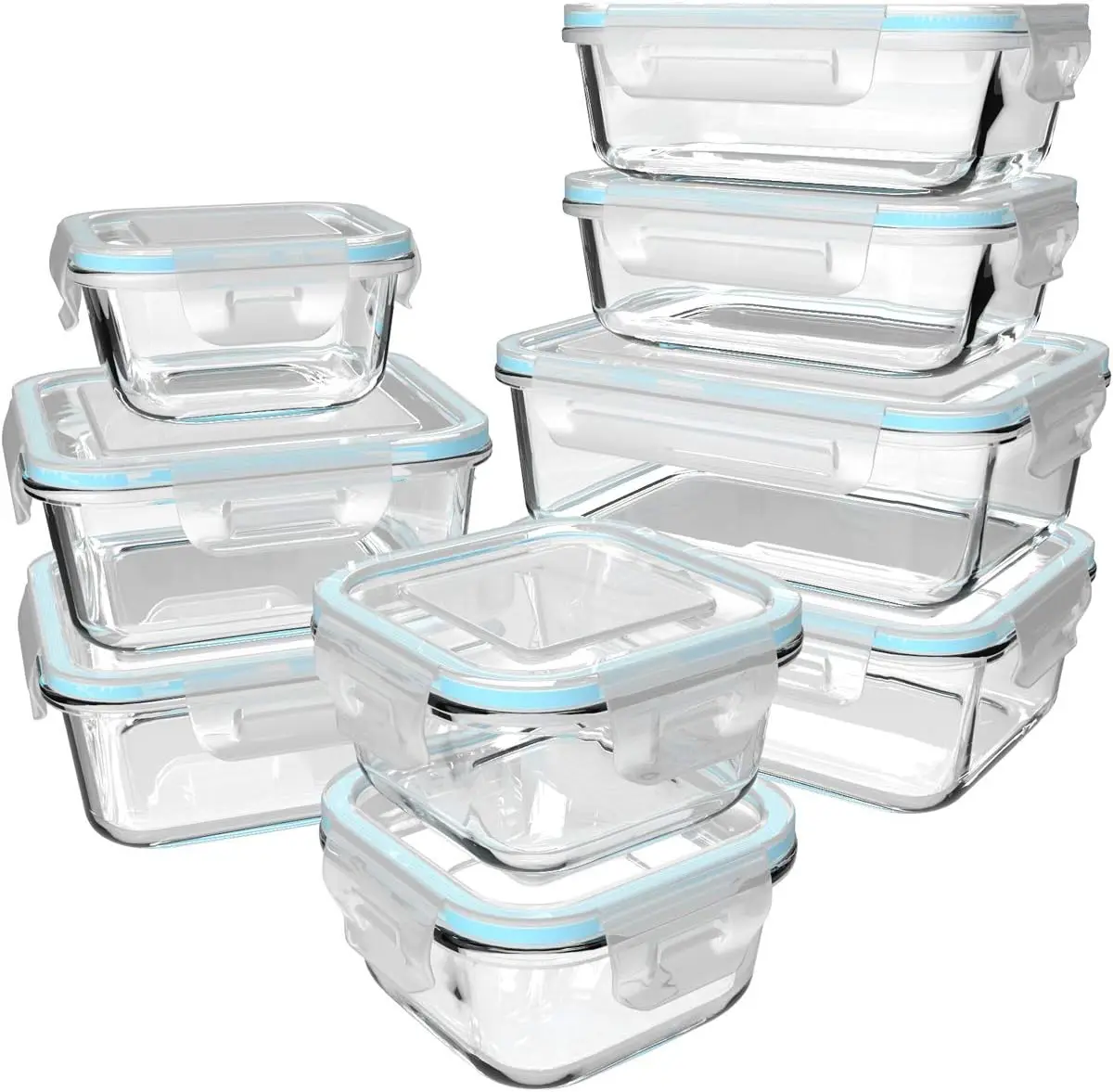 

18-Piece Glass Food Storage Containers with Lids, BPA-Free & Leak-Proof for Meal Prep