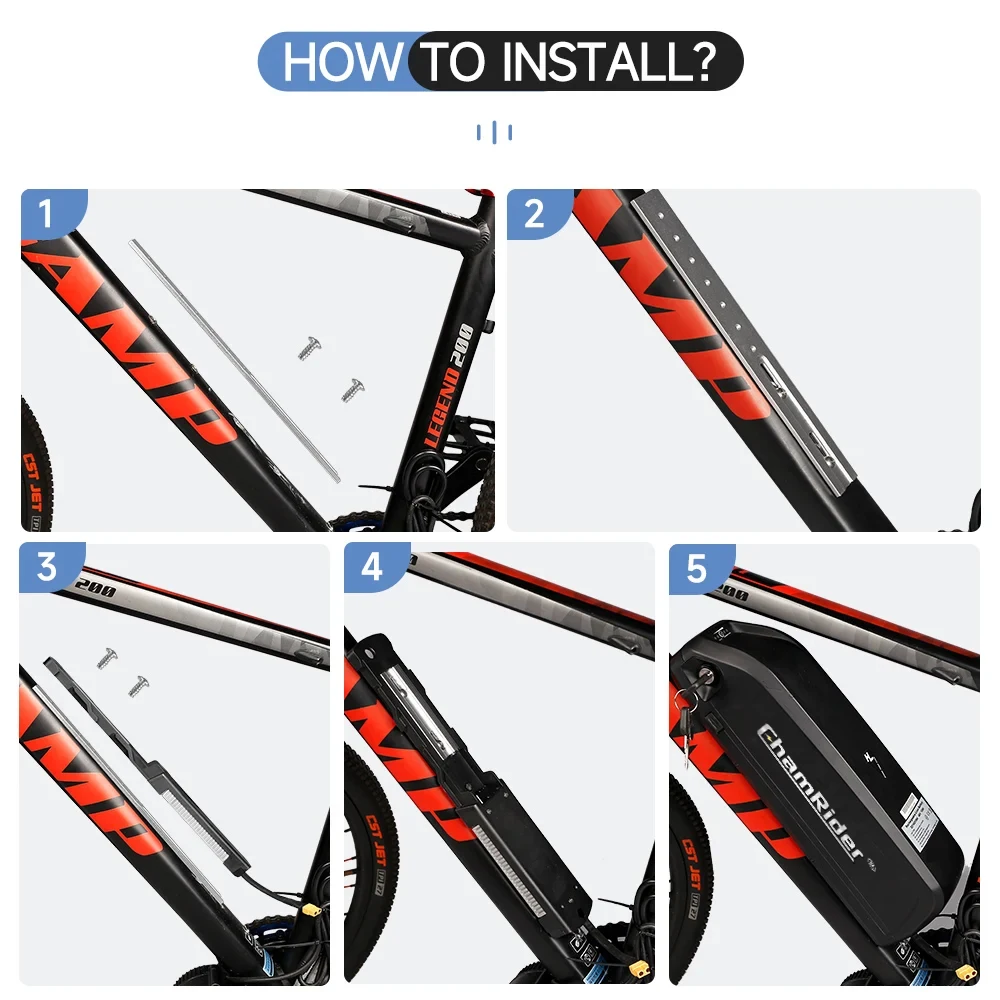 Electric Bicycle Battery Mount Bracket Holder, Downtube Battery Frame Mounting Rack for Hailong Battery Adapter Tool Parts
