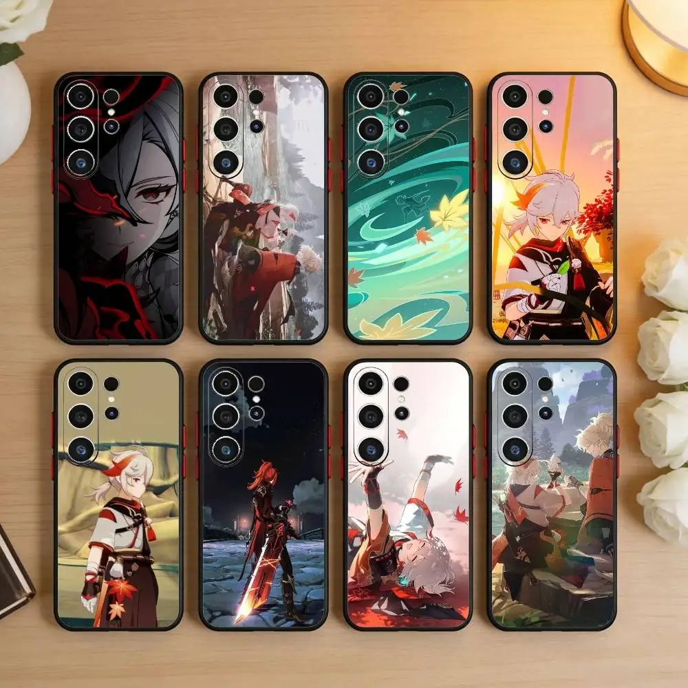 

U-Genshin A-Kaedehara Kazuha Phone Case For Samsung S26,S25,S24,S23,S22,S21,S20,Ultra,Plus,FE Black Soft Cover