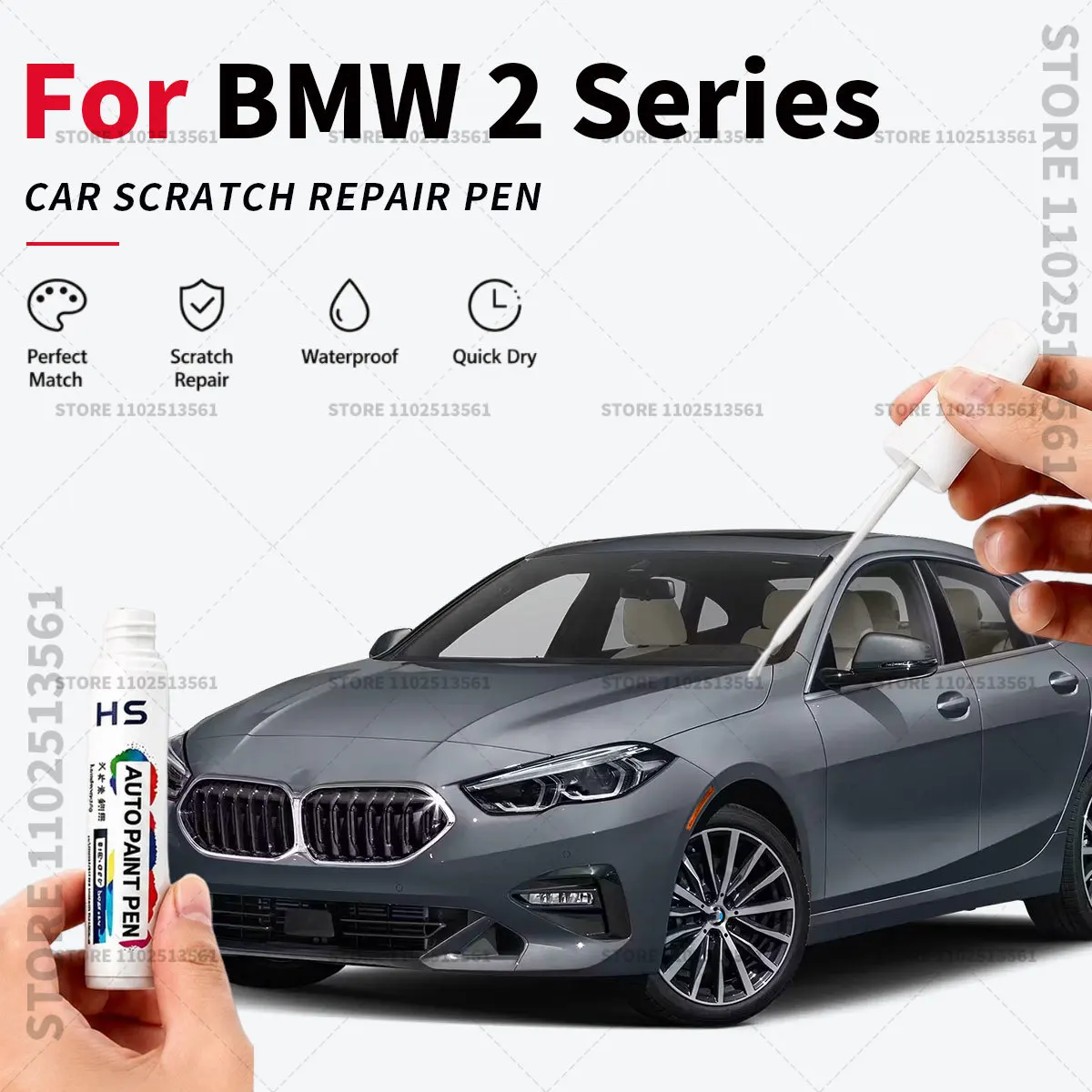 Touch Up Paint Pen – Restore Car Paint & Remove Scratches For BMW 2 Series Glacier Silver Carbon Black Ore White Space Gray