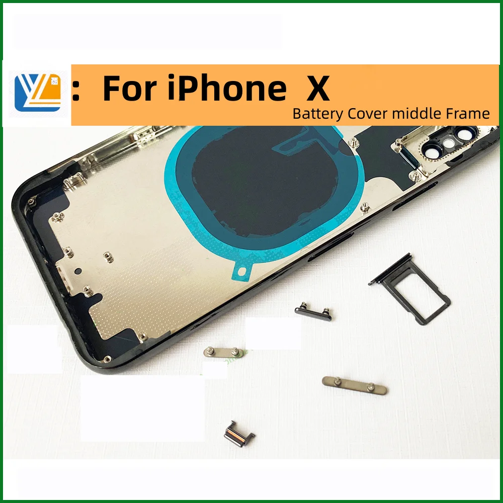 Battery Back Housing Back Cover + Mid Chassis Frame +SIM Tray+Side Key  XR Case Replaced For iPhone X XR Xs Xsmax shell