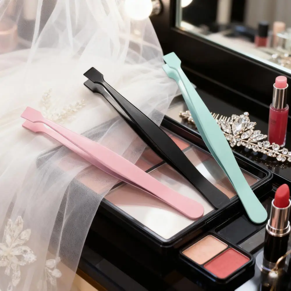 Pincettes professionnelles pour les yeux, en acier inoxydable, haute précision, pour cils inférieurs, spécial, bricolage, applicateur de cils, outil de maquillage, 1 pièce