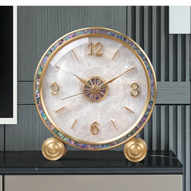 

European light luxury Brass clock digital Room Tabletop decoration Bedroom Quiet living decorated clocks