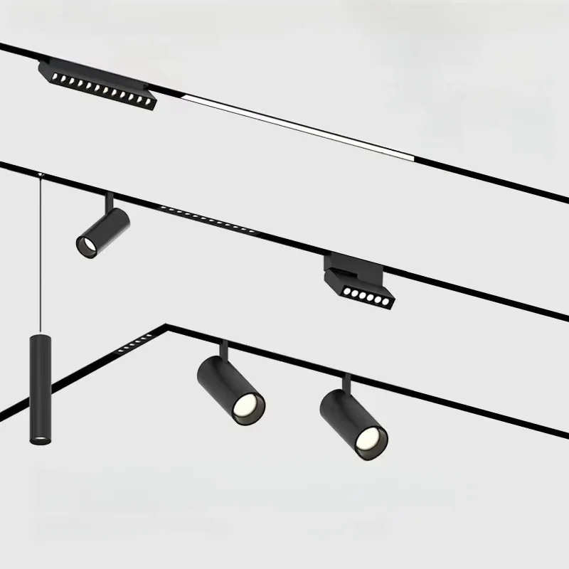 Faretto LED incorporato 6W 12W 18W 24W Faretto a binario magnetico Luce a griglia pieghevole Proiettore Lampada da soffitto per interni DC48V/AC220V