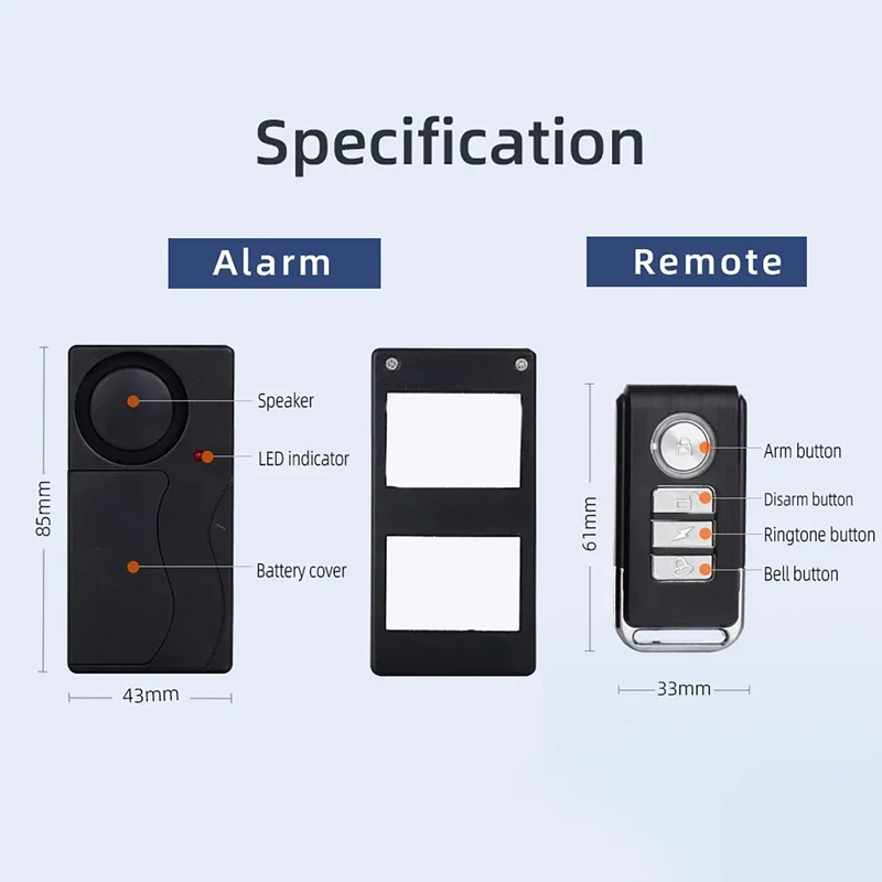 

Беспроводной пульт дистанционного управления 110 дБ, вибрационная сигнализация для дверей и окон, противоугонная охранная сигнализация для умного дома с магнитным датчиком