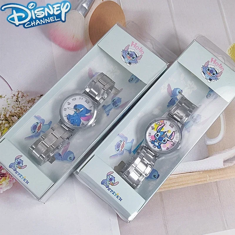 

New Disney Stitch Children Watch Cartoon Creative Student Stainless Steel Strap Waterproof Fashion Watch Christmas Surprise Gift