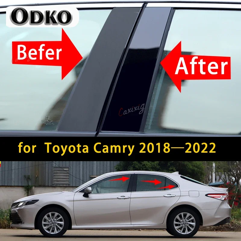 

Для Toyota Camry 2018 2019 2020 2021 2022 8 шт. оконная стойка, дверные накладки, наклейки, аксессуары