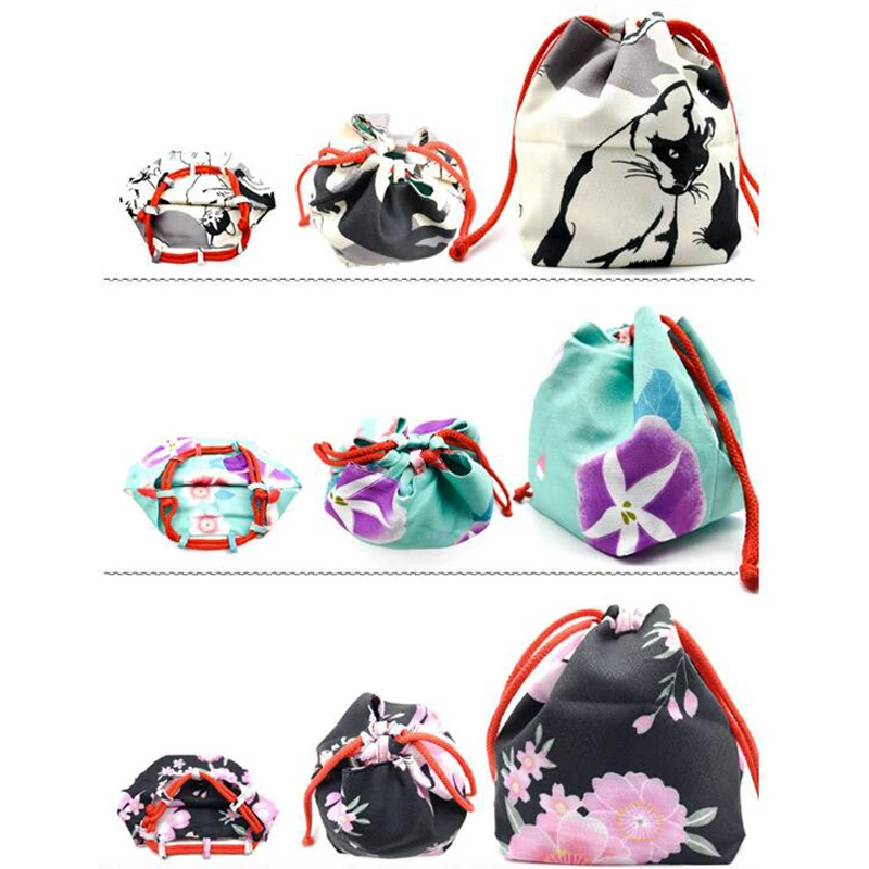 Kimono Handbag Japanese Style Haori Yukata Girls Kimono Purse Women Bag Vintage Floral Drawstring Bucket Bag Hanfu Handbag