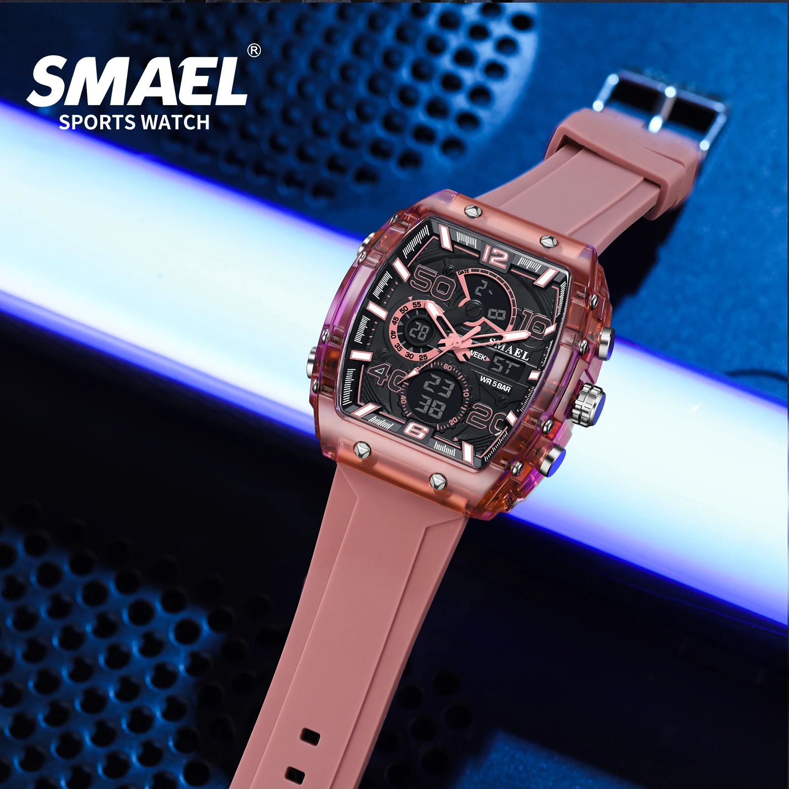 SMAEL 8109 New Men\'s Watch Multifunctional Sports 50M Waterproof Dual Display LED Night Light Leisure Student Electronic Watch