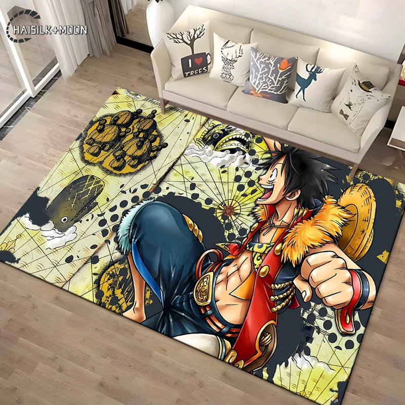 Japanese Anime ONE PIECE Luffy Rugs for Bedroom Fluffy Square Floor Carpets Living Room Home Rugs Soft Velvet Mat Area Rug