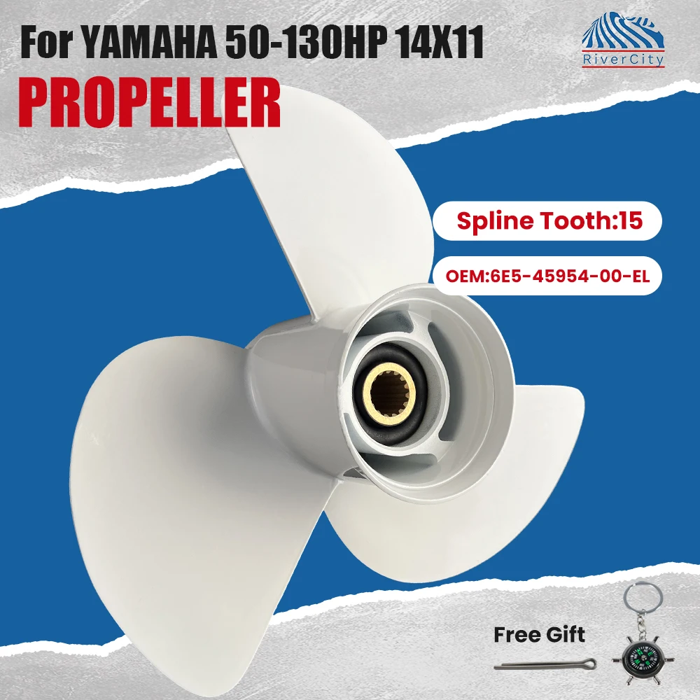 Outboard Propeller 14x11 for Yamaha Aluminum Alloy Screw 3 Blade 15 Spline 50 60 70 75 80 85HP 90HP 100HP 115HP 130HP Boat Motor