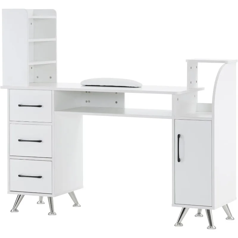 

Manicure Table Makeup Dressing Station Nail Desk with Wrist Cushion Beauty Workstation Salon Storage Equipment