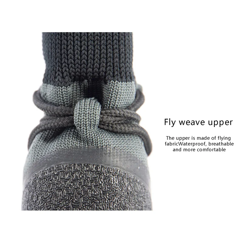 4Pcs Fashion Non-slip Outdoor Solid Color Dog Shoes Waterproof Knitted Dog Paw Protector with Adjustable Straps